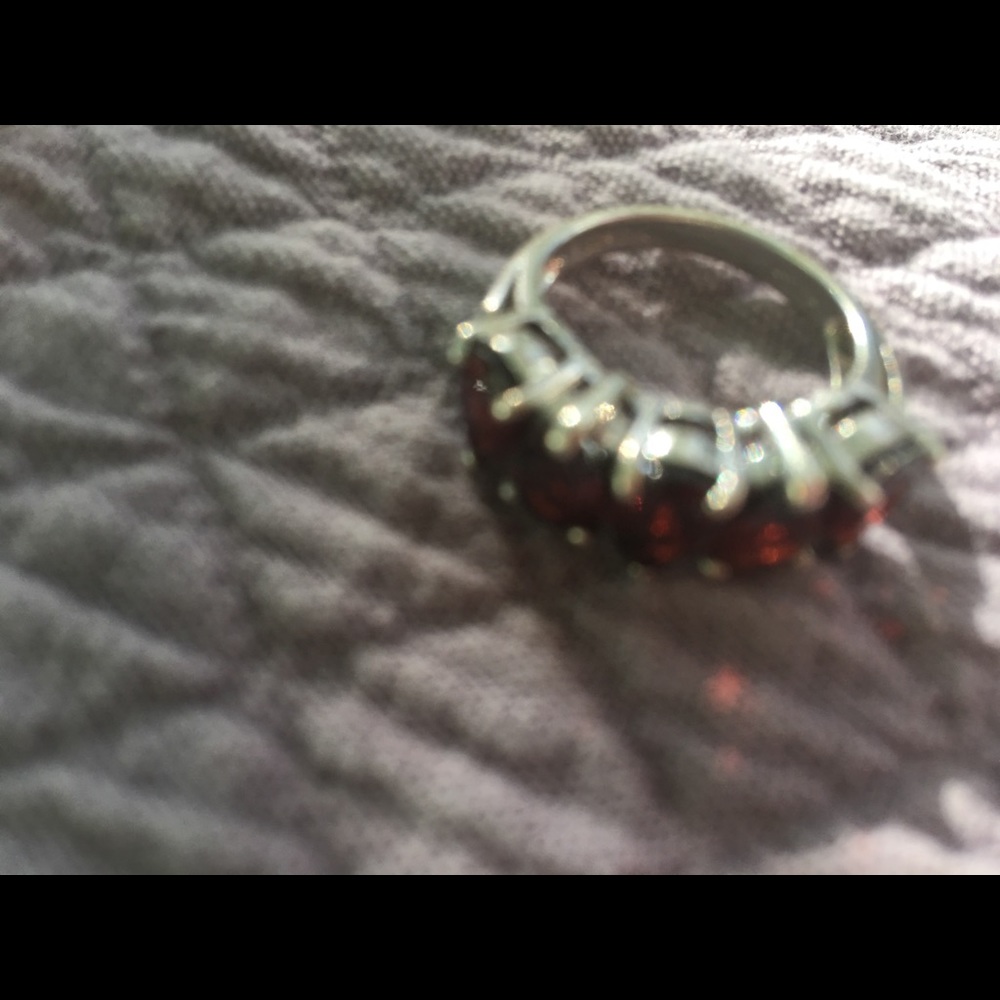 Silver garnet  ring